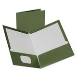 Oxford 5049560 100-Sheet Capacity 8.5 in. x 11 in. Two-Pocket Laminated Folder - Metallic Green (25/Box)