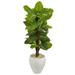 5 Large Leaf Philodendron Artificial Plant in White Oval Planter (Real Touch)