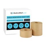 MedicalMartByMail MMBM Reinforced Gummed Kraft Paper Packing Tape 2.75 Inch (70 mm) x 375 Feet 16 Pack Brown Water Activated Carton Box Sealing Shipping Tape