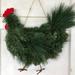 Patgoal New Christmas Wreath Xmas Rooster Chicken Wreath Green Rooster Wreath for Front Door Christmas Farmhouse Garden Decorations