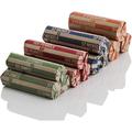 J Mark Neatly-Packed Flat Coin Roll Wrappers 200 Pack (Quarters Dimes Nickels Pennies) ABA Striped Kraft Paper Coin Roll Wrappers Includes J Mark Deposit Slip