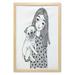 Pug Wall Art with Frame Girl Holding Her Pug Sad Looking Animal Affection Between a Pet and Owner Image Printed Fabric Poster for Bathroom Living Room 23 x 35 Black Grey White by Ambesonne