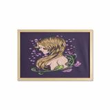 Abstract Woman Wall Art with Frame Graphical Style Back View of a Young Lady with Floral Details Printed Fabric Poster for Bathroom Living Room 35 x 23 Dark Purple Multicolor by Ambesonne
