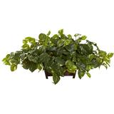 Nearly Natural Plastic 16 Pothos Artificial Plant in Rectangle Decorative Planter Green