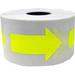 Fluorescent Yellow Arrow Stickers | 2 x 1 Inches Arrow Shape | 500 Pack