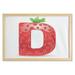 Letter D Wall Art with Frame Capital D Letter with Ripe Strawberry Design Green Vivid Leaves Diet Printed Fabric Poster for Bathroom Living Room 35 x 23 Vermilion Green Orange by Ambesonne