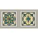 Beautiful Yellow Teal and Blue Morrocan Tile Patterned Print Set by Tre Sorelle Studios; Two 12x12in White Framed Prints