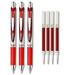 Pentel EnerGel Deluxe RTX Liquid Gel Ink Pen Set Kit Pack of 3 with 4 Refills (Red - 0.7mm)