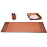 Brown Crocodile Embossed Leather 3-Piece Desk Set