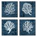 Nautical Blue Coral Nautical Signs Adult Coastal Decor; 4- 12 x 12 Unframed Prints