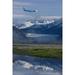 Alaska Airlines *Disney* Jet Approaches For A Landing At The Juneau International Airport With Mendenhall Glacier And Towers In The Background Poster Print (11 x 17)