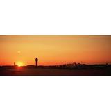 Sunset Over An Airport O Hare International Airport Chicago Illinois USA Poster Print (18 x 7)