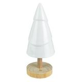 Northlight Seasonal 10.5" White Ceramic Tree w/ Wood Base Christmas Decoration Wood in Brown | 10.5 H x 4 W x 4 D in | Wayfair NORTHLIGHT Q592792