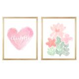 Outside In Art Studio Artistic Flower Garden w/ Personalized Heart, Paper Prints Paper in Pink | 10 H x 8 W x 0.0625 D in | Wayfair