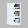 MECOLOR -Metal Vertical Small Locker with Padlock latch 2 Compartment plastic transparent door file cabinet for kids room school office and gym.
