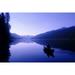 Silhouette Of A Canoeist At Sunrise Isaac Lake Bowron Lake Provincial Park Bc Poster Print (18 x 12)