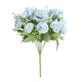 Yesbay Artificial Flower Handmade Decorative Faux Silk Flower Non-fading 7 Heads Rose Fake Flower Blue