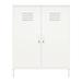 RealRooms Shadwick 2 Door Metal Locker Style Accent Storage Cabinet Soft White