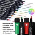 12 Colours Whiteboard Pens Whiteboard Markers Dry Wipe Markers Magnetic Whiteboard Pens Fine Tip Whiteboard Pens Erasable White Board Pens Colour Dry Wipe Pens for Office Accessories Weekly Planner