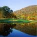 Reflection of a hill on water West Point Golf Course West Point York State USA Poster Print (12 x 12)