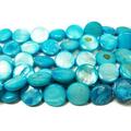 10mm Sea Blue Mother Of Pearl Coin Beads Genuine Gemstone Natural Jewelry Making