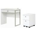 South Shore Interface 1-Drawer Desk and Mobile File Cabinet Set in Pure White