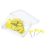 Uxcell Flag Map Push Pins Plastic Head Steel Point Pin Tacks Yellow 60 Pack