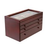 Mahogany Pen Chest with Glass Top - 46 Pens