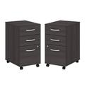 Home Square 3 Drawer Mobile Wood Filing Cabinet Set in Storm Gray (Set of 2)