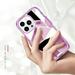 K-Lion Case for iPhone 14 6.1 2022 Release Wireless Charging Case Secure Wrap Protective Marble Pattern Luxury Fashion Ultra-thin Light Case For iPhone 14 Purple Diamond Marble