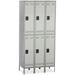 Safco Double-Tier Three-Column Locker 36w x 18d x 78h Two-Tone Gray