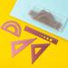 4Pcs/Set Multifunctional Ruler Eye-catching Metal Widely Usage Scale Triangular Ruler Kit for Students Red Metal