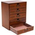 MONIPA 5 Wide Storage Drawers Vintage Wooden Storage Box Rustic Shelf Drawer - Home Office Desk Organizers and Accessories