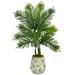 Nearly Natural 46 Areca Palm Artificial Tree in Floral Print Planter (Real Touch)