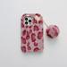 Allytech Plush Case for iPhone 13 Mini 5.4 2021 Released Leopard Printed Fashion Luxury Cute Fuzzy Furry Warm Plush Fluffy Fur Soft TPU Back Shock Absorption Case for iPhone 13 Mini Red