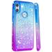 FIEWESEY For Motorola One P30 Play Case Moto One P30 Play Glitter Case Sparkle Glitter Flowing Liquid Quicksand with Shiny Bling Diamond Women Girls Cute Case For Motorola One P30 Play - Blue+Purple