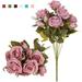 Yirtree 1 Bouquet 5 Branches 15 Heads Silk Rose Bouquet Artificial Flowers Mini Rose for DIY Wedding Bouquets Centerpieces Bridal Shower Party Home Decorations