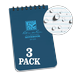 Rite in the Rain Weatherproof Top Spiral Notebook 3 x 5 Blue Cover Universal Pattern 3 Pack (No. 235-3)