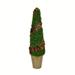 Vickerman 24 Artificial Cone Shape Cedar Tree in Rustic Tin Pot.