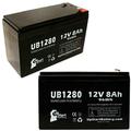 2x Pack - Compatible System Power Special LCR12V6.5BP Battery - Replacement UB1280 Universal Sealed Lead Acid Battery (12V 8Ah 8000mAh F1 Terminal AGM SLA) - Includes 4 F1 to F2 Terminal Adapters