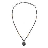 1xUnisex Black Natural Tourmaline Stone Pendant Necklace Gem Crystal Best C4V3