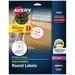 Avery High Visibility Round Labels with Sure Feed for Laser Printers 2-1/2 300 Labels (5294)