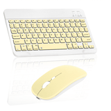 Rechargeable Bluetooth Keyboard and Mouse Combo Ultra Slim Full-Size Keyboard and Ergonomic Mouse for Samsung Galaxy Tab 4 10.1 3G and All Bluetooth Enabled Mac/Tablet/iPad/PC/Laptop -Banana Yellow