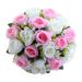 VerPetridure 18 Artificial Flower Roses Holding Bouquet White + Pink 18Head Artificial Silk Roses Flowers Bridal Bouquet Rose Home Wedding Decor G