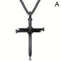 Fashion Stainless Steel Nail Rope Cross Pendant Necklace Jewelry For Men Present S8Q5