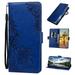 for Samsung Galaxy S21 Ultra Wallet Case with Strap [Flower Embossed] Premium PU Leather Wallet Flip Protective Phone Case Cover with Card Slots and Stand for Samsung Galaxy S21 Ultra Darkblue