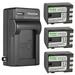 Kastar 3-Pack Battery and AC Wall Charger Replacement for Canon NB-2L NB-2LH NB-2L5 NB-2L12 NB-2L13 NB-2L14 NB-2L18 NB-2L24 BP-2L5 BP-2L12 BP-2L13 BP-2L14 BP-2L18 BP-2L24 Battery