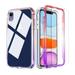 UUCOVERS iPhone SE Case Clear 2022/2020 iPhone 8/7 Clear Case [Tempered Glass Screen Protector] Full Body Protective Shockproof Hard PC Soft TPU Case for iPhone SE (4.7 inch) Clear Red+Purple