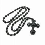 Black Obsidian Stone Cross Necklace Jewelry For Men Womens Pendants Amulet Gifts