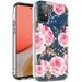 For Samsung Galaxy A72 5G Slim Hybrid Shiny Glitter Clear Floral Pattern Bloom Flower Design TPU Gel Hard PC Back Cover Xpm Phone Case [Pink Roses]